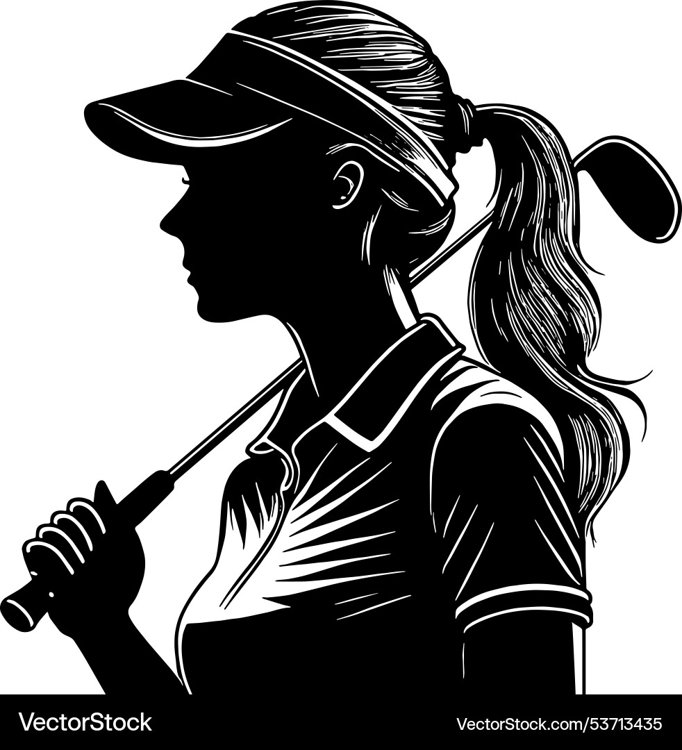 Female Golfer Silhouette – Royalty-Free Vector | VectorStock, image size:982x1080