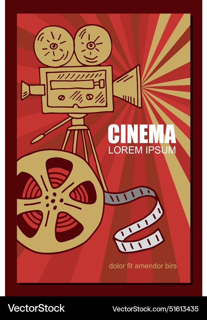 Kino Poster Retro Filmband und Kamera Kino Poster Retro Filmband und Kamera vektorbild