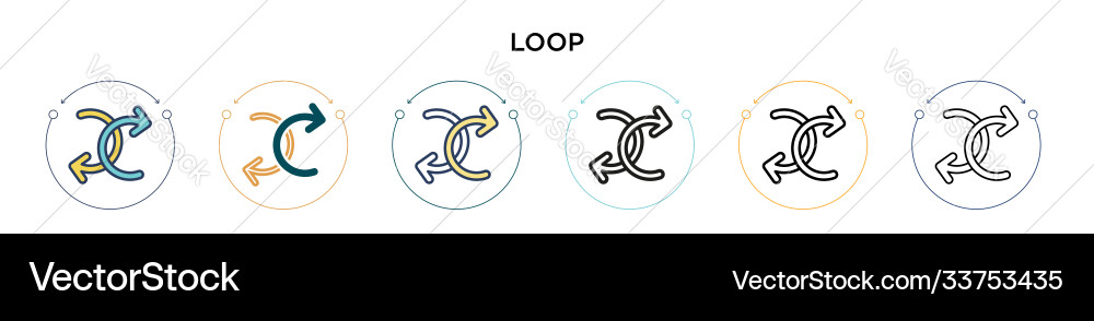 Loop icon in filled thin line outline and stroke Loop icon in filled thin line outline and stroke vector image