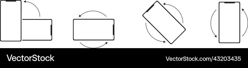 Rotate mobile phone device rotation symbol set Rotate mobile phone device rotation symbol set vector image