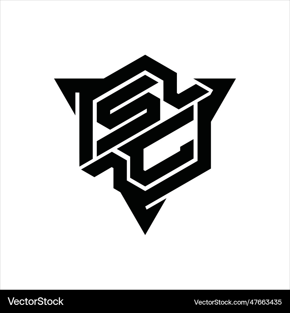 Sc logo monogram hexagon shape with triangle Vector Image