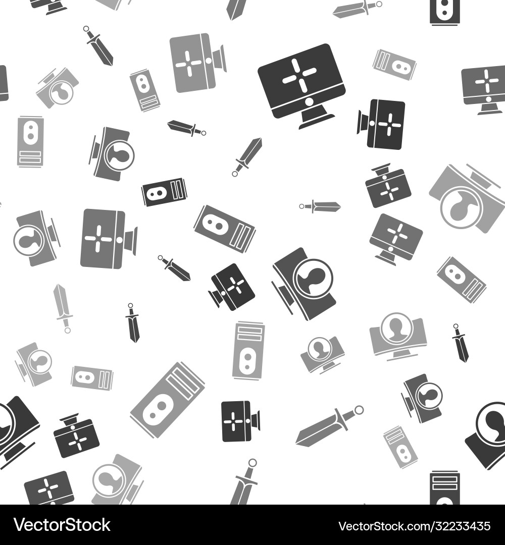 Set computer monitor sword for game create Set computer monitor sword for game create vector image