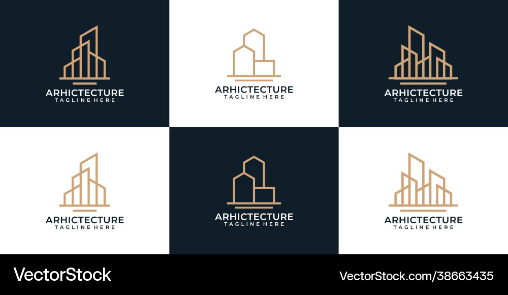 Set minimal monogram architecture construction Set minimal monogram architecture construction vector image