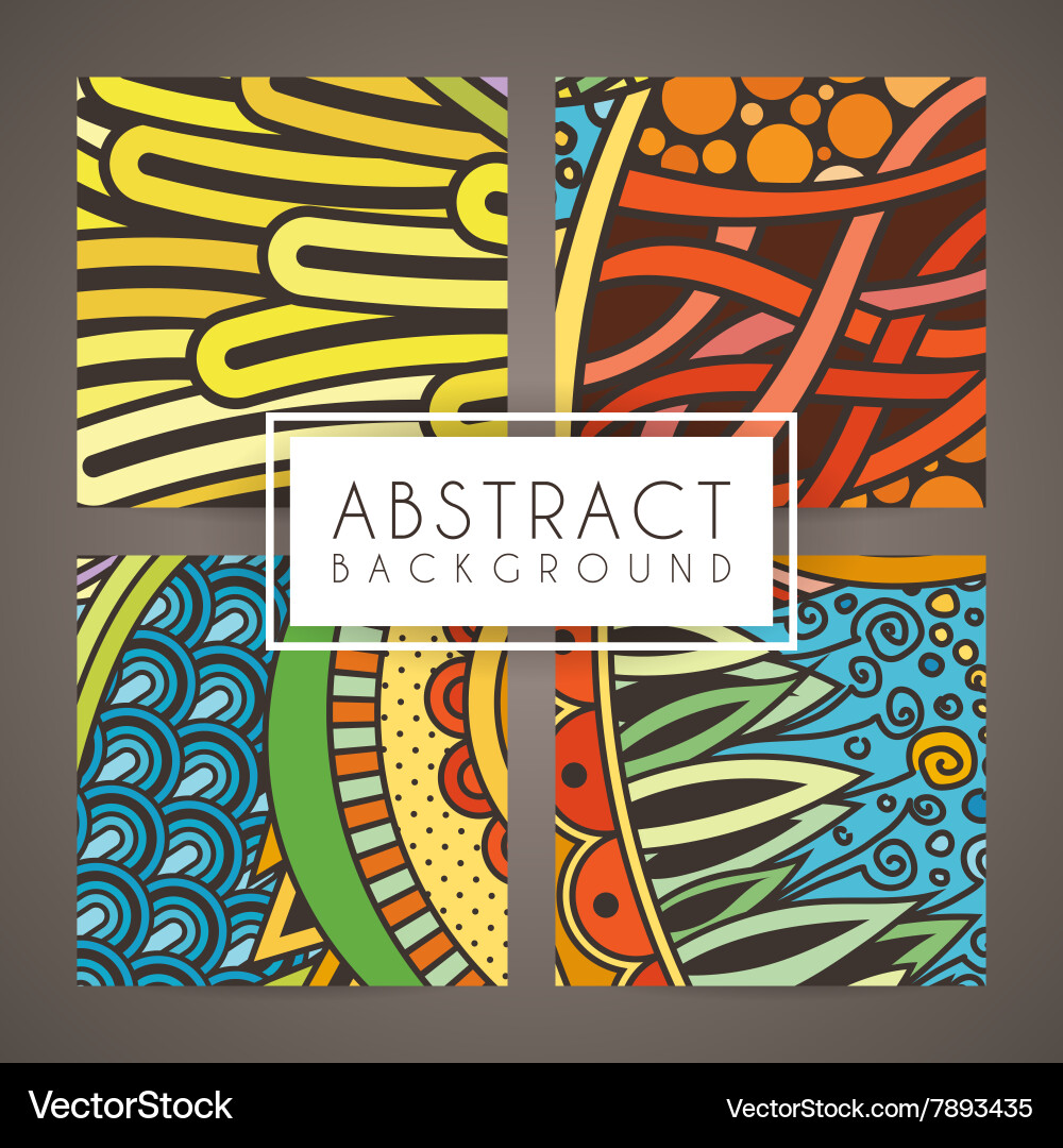 Set of four colorful intricate patterns vector image