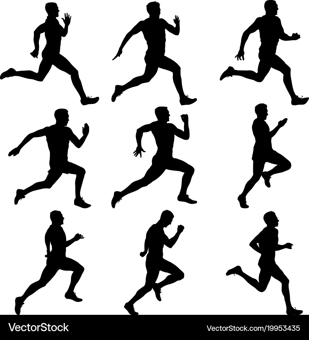 Set of silhouettes runners on sprint men Vector Image