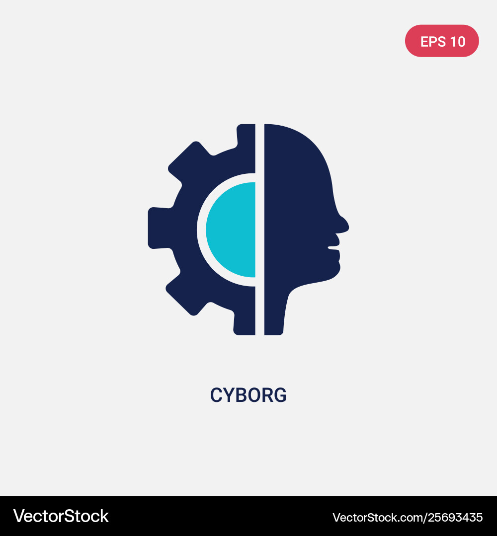 Two color cyborg icon from artificial Two color cyborg icon from artificial vector image