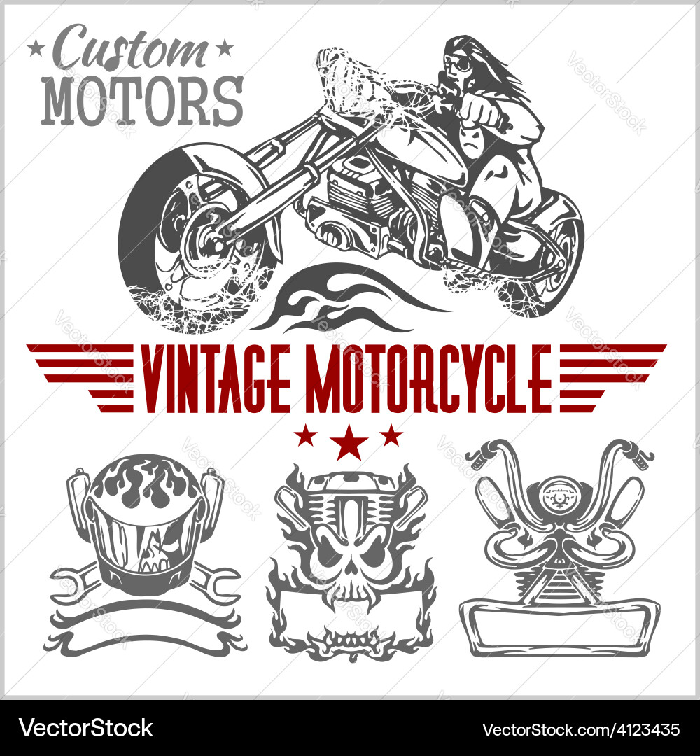 Vintage Motorcycle Badges & Labels Vector Image