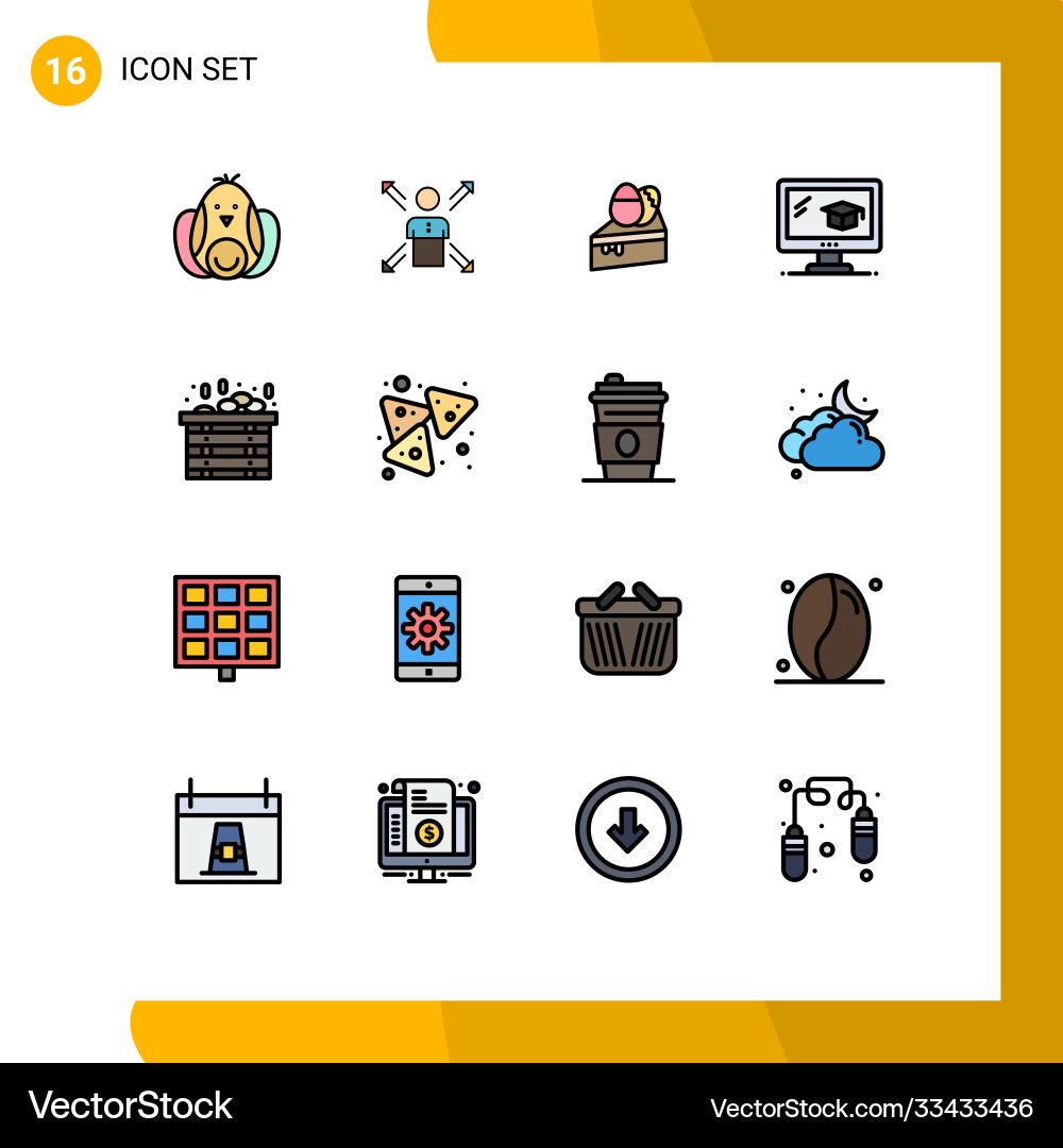 16 user interface flat color filled line pack Vector Image