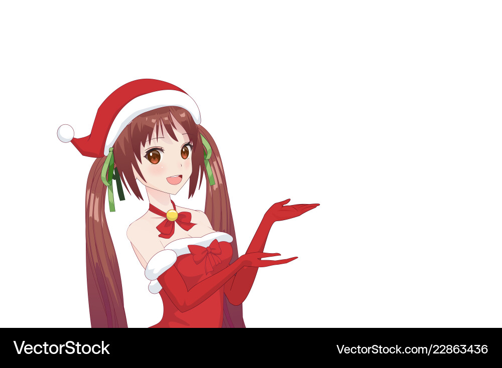 Anime manga girl dressed in santa claus costume Anime manga girl dressed in santa claus costume vector image