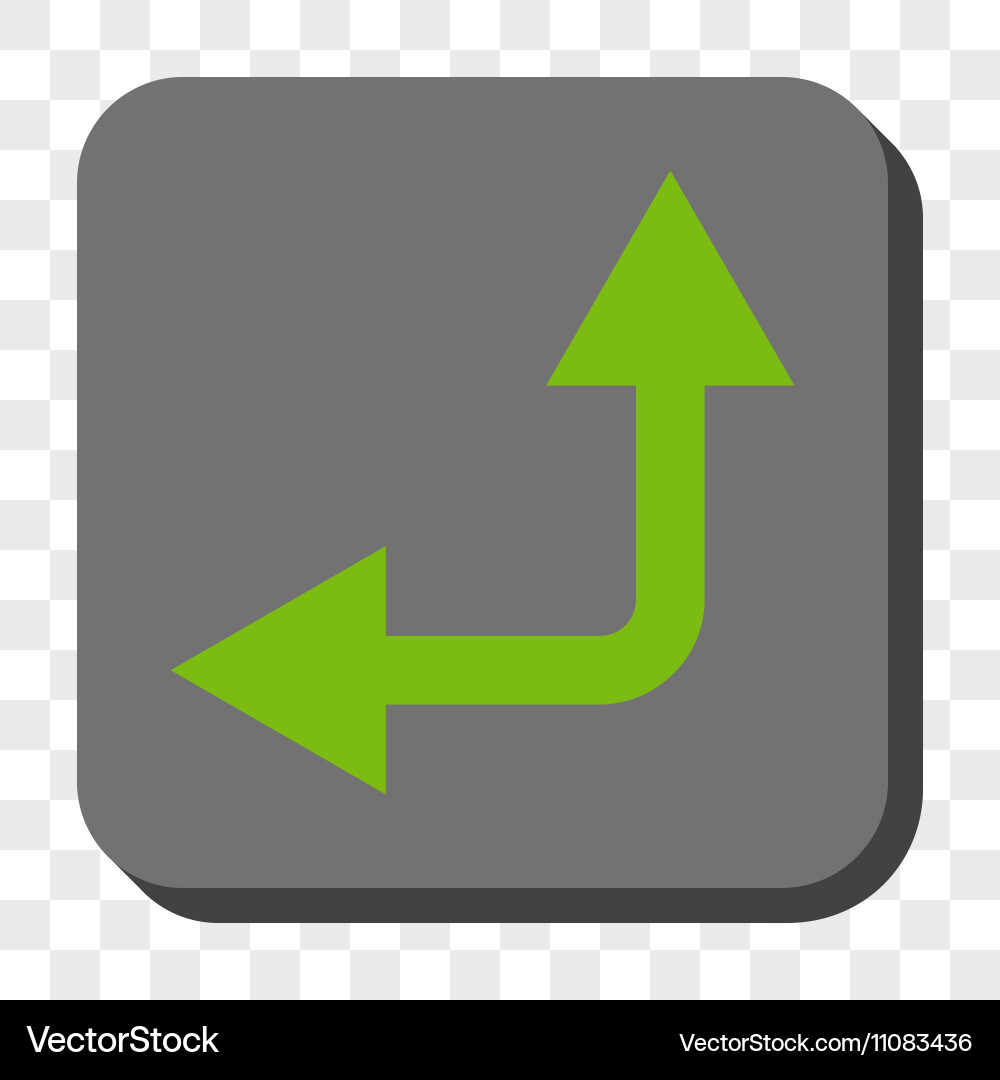 Bifurcation arrow left up rounded square button vector image