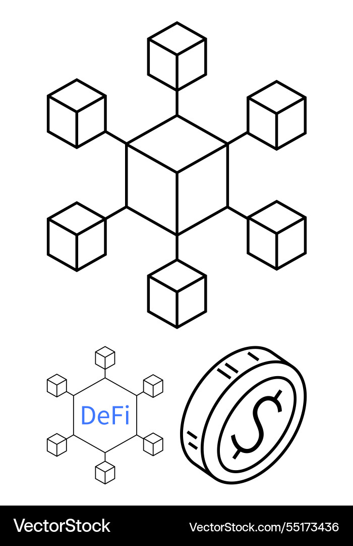Blockchain network with interconnected cubes Blockchain network with interconnected cubes vector image