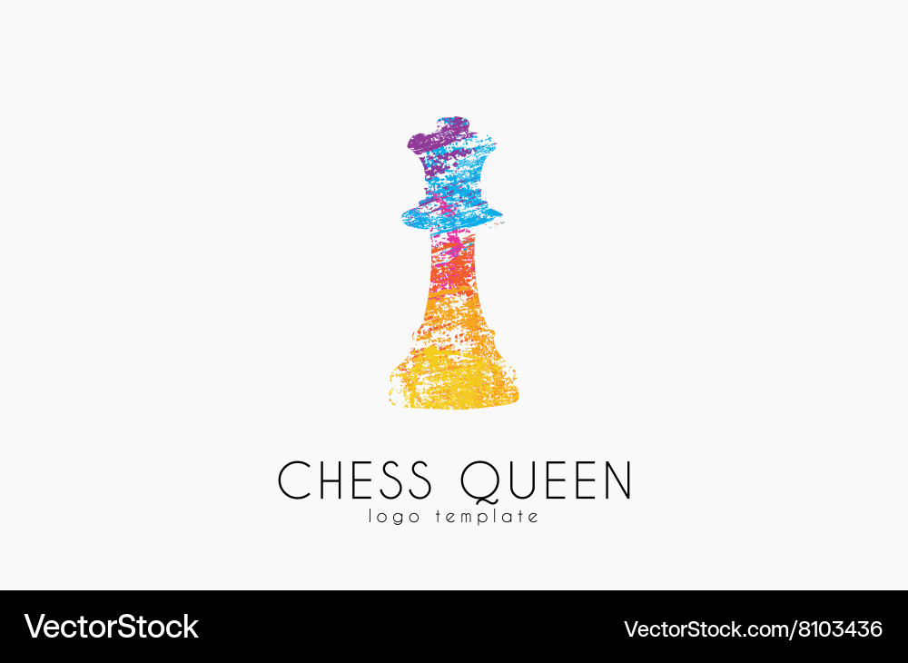 Elegant Chess Queen Logo Vector Image
