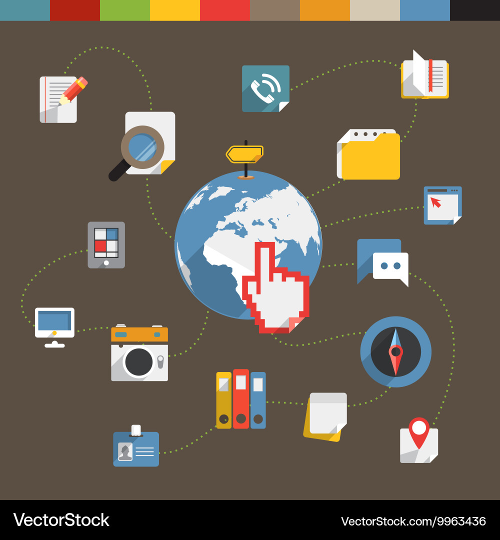 Flat modern color web connection concept Vector Image