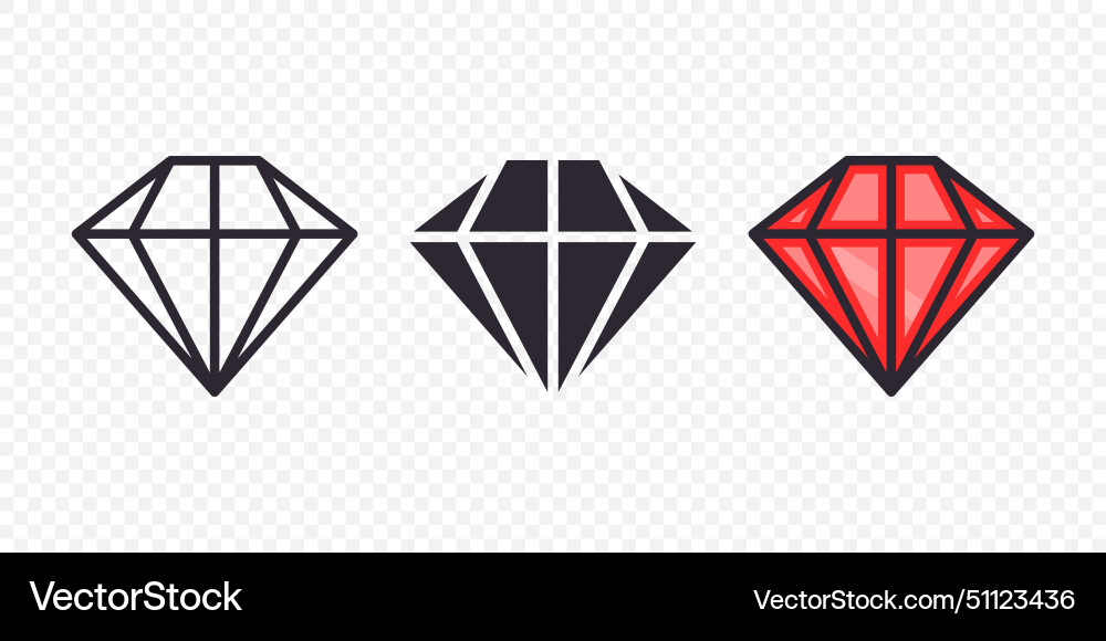 Flat simple minimalistic gemstone icons set Flat simple minimalistic gemstone icons set vector image