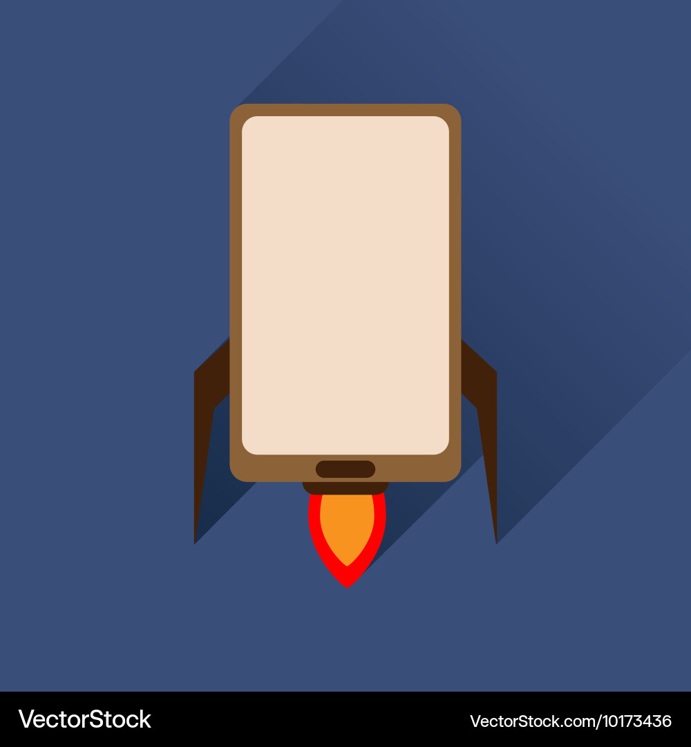 Flat web icon with long shadow mobile rocket Vector Image