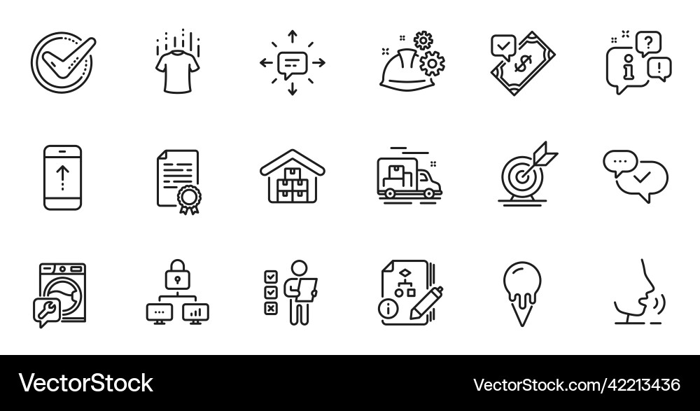 Outline set of confirmed working process Vector Image