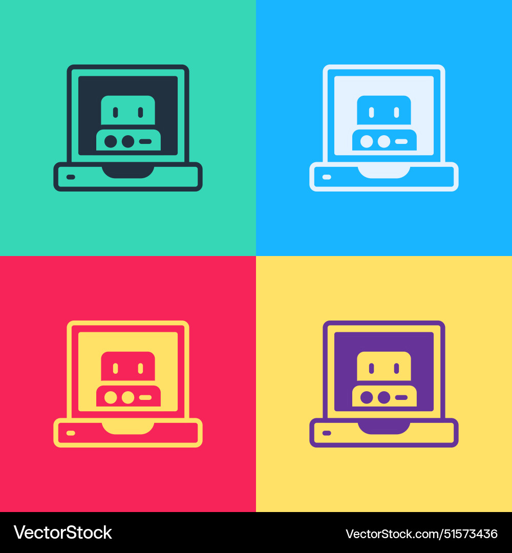 Pop art creating robot icon isolated on color Pop art creating robot icon isolated on color vector image