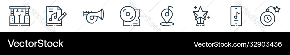 Rock n roll line icons linear set quality Rock n roll line icons linear set quality Vector Image