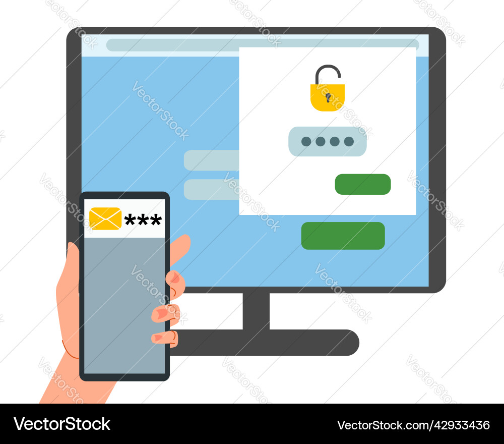 Security concept of two-factor authentication Vector Image