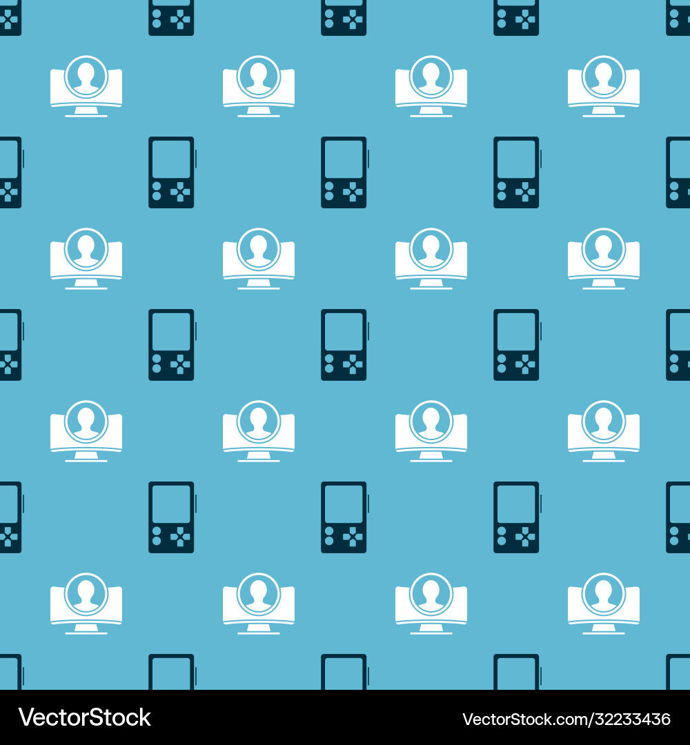Set portable video game console and create account Set portable video game console and create account vector image