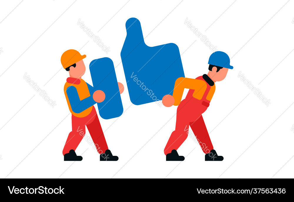 Work carriers like builders and thumbs up Work carriers like builders and thumbs up vector image