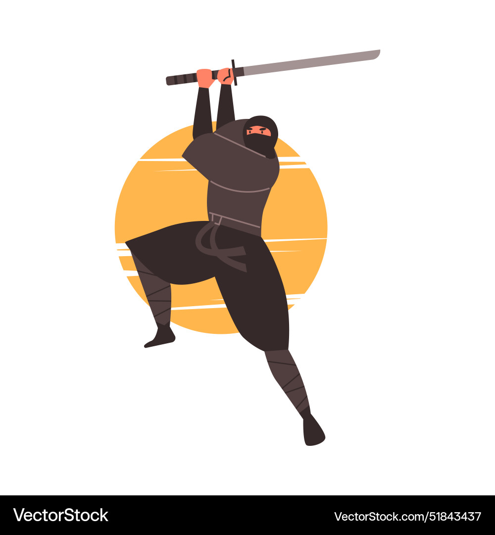 A image ninja warrior in dynamic pose A image ninja warrior in dynamic pose vector image