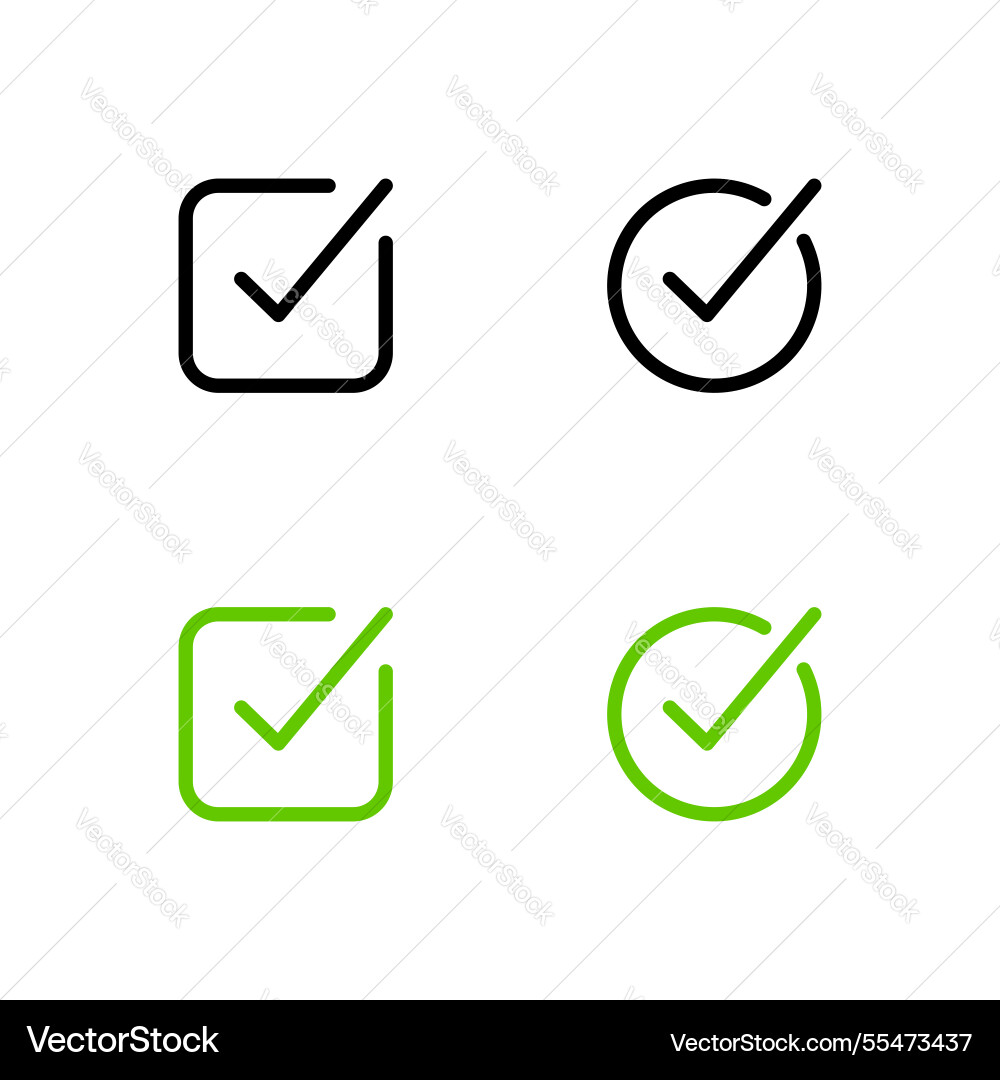 Checkmark icon set checkbox approve Checkmark icon set checkbox approve vector image
