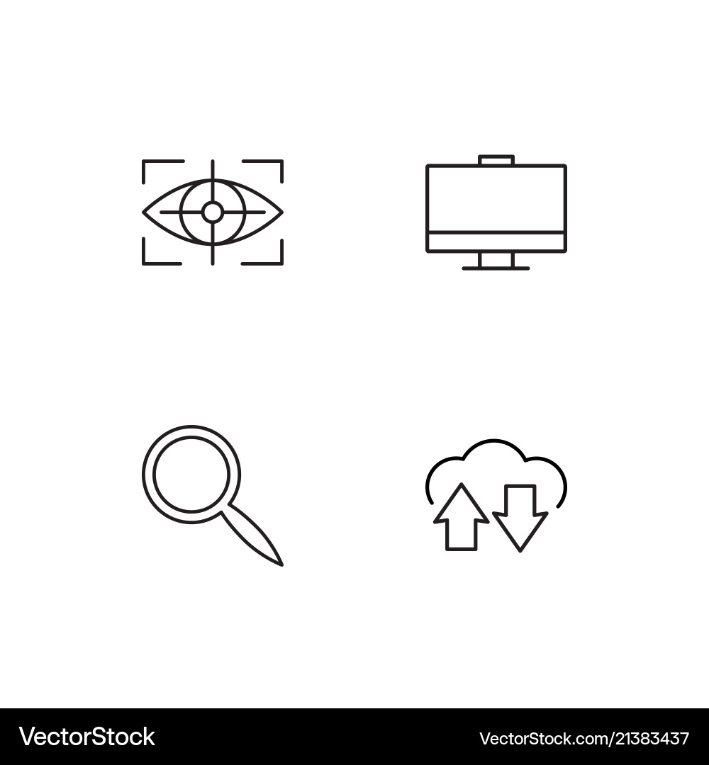 Cyber security linear icons set simple outline vector image