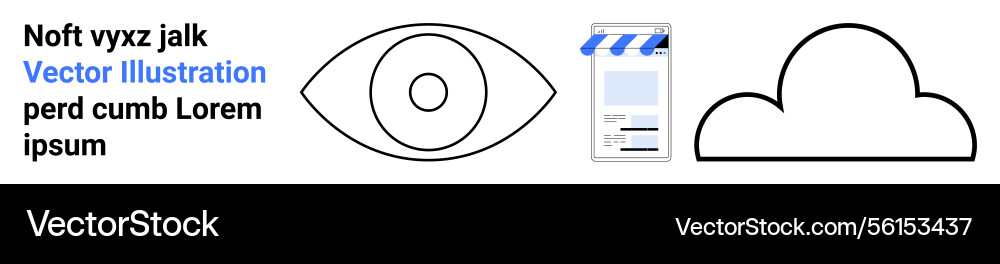 Eye document and cloud objects with text Eye document and cloud objects with text vector image