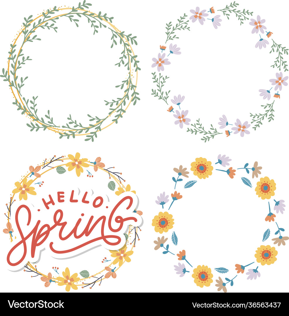 Hello spring flowers text background frame Hello spring flowers text background frame vector image