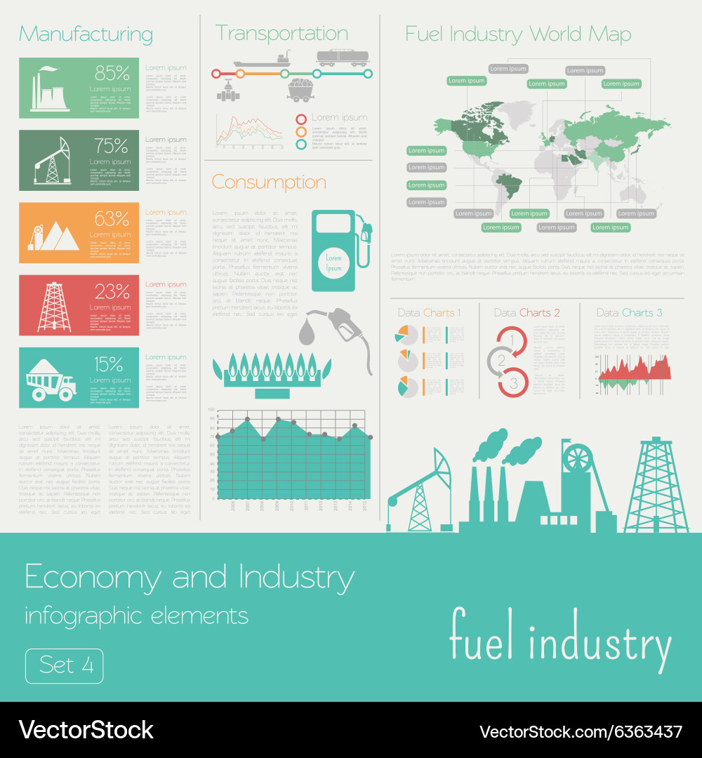 Industrial Fuel & Energy Infographic Vector Image