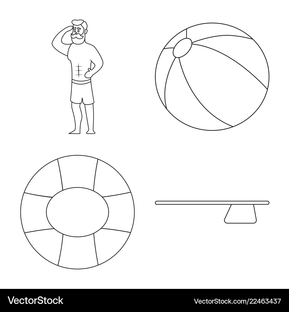 Isolated object of pool and swimming symbol set vector image