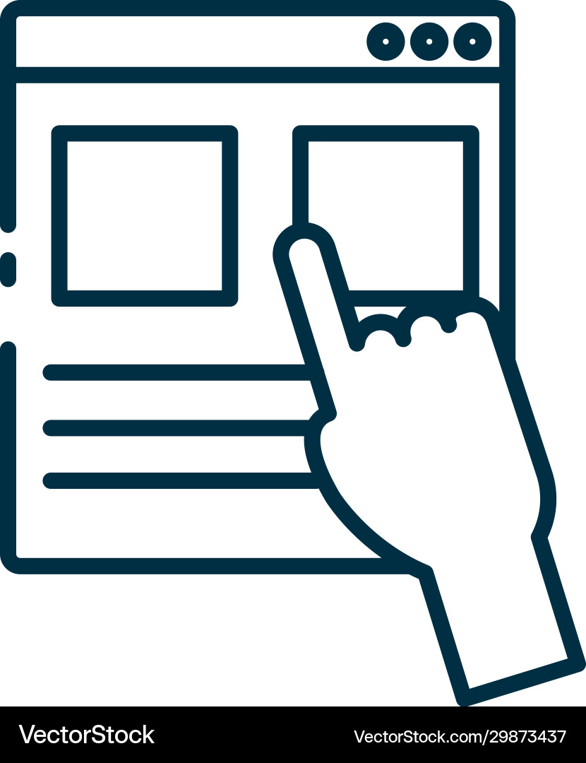 Isolated website page and hand line style icon Isolated website page and hand line style icon vector image