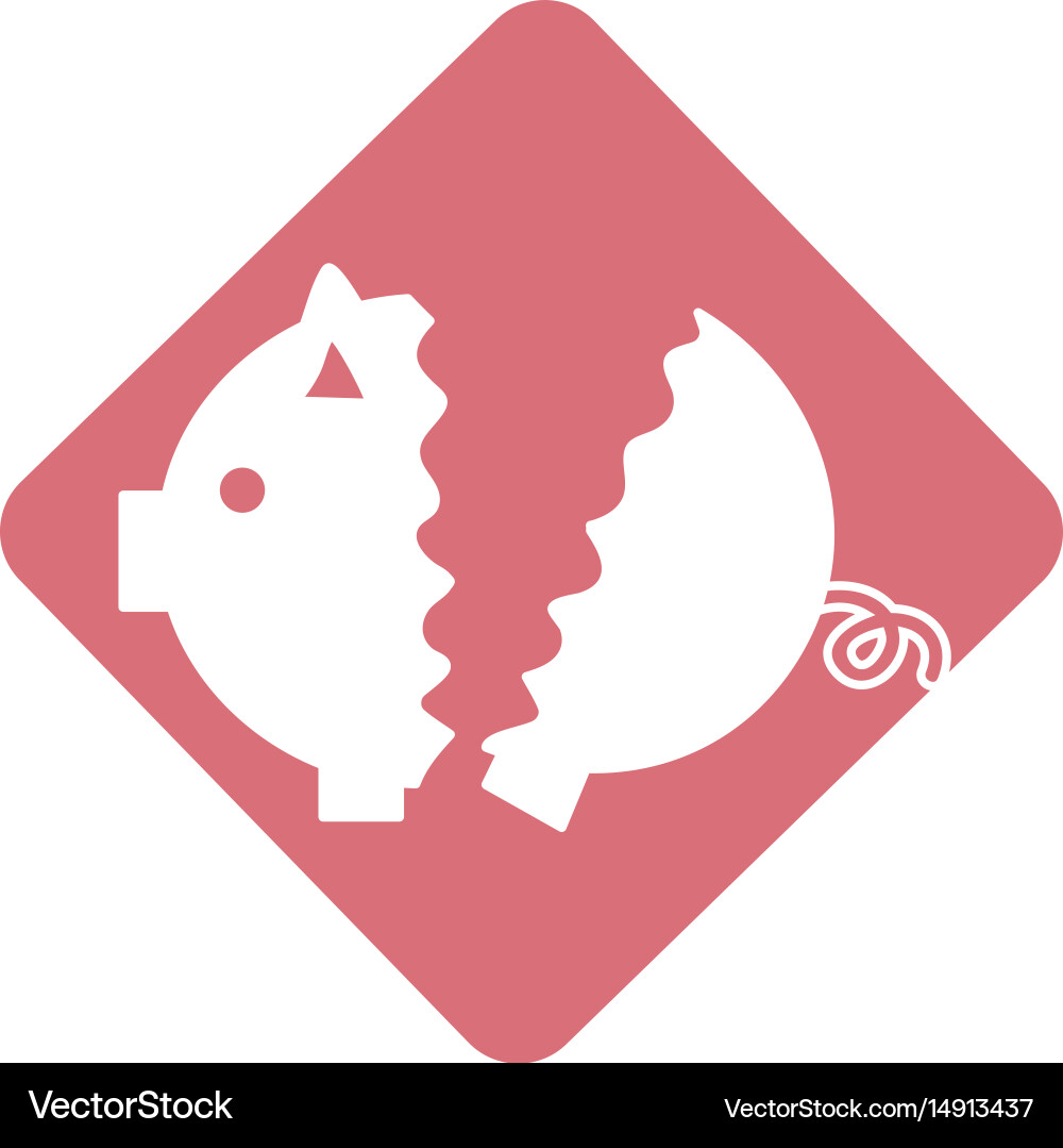 Label nice pig to save coin currency broken Vector Image