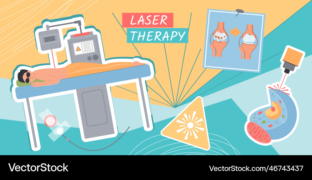 Lasertherapie flache Collage Lasertherapie flache Collage vektorbild