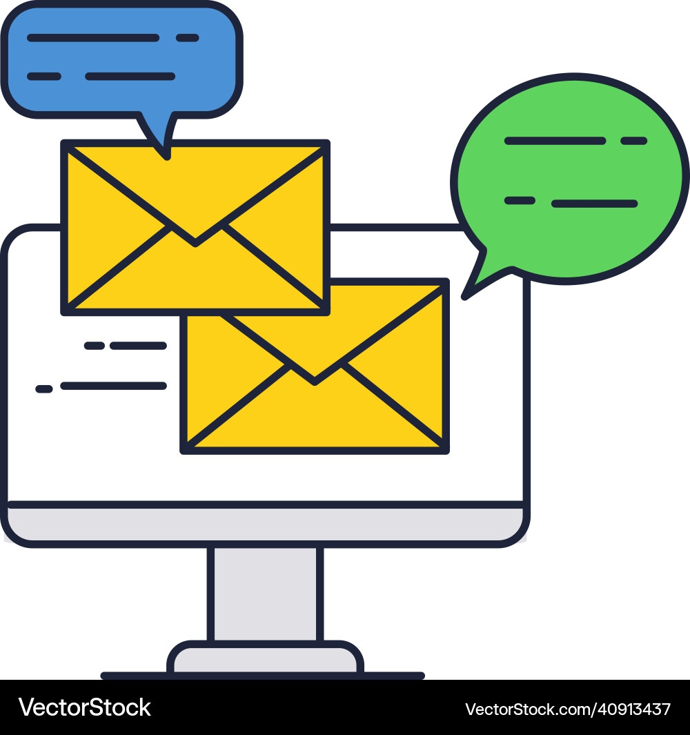 Mail on computer icon email newsletter Vector Image