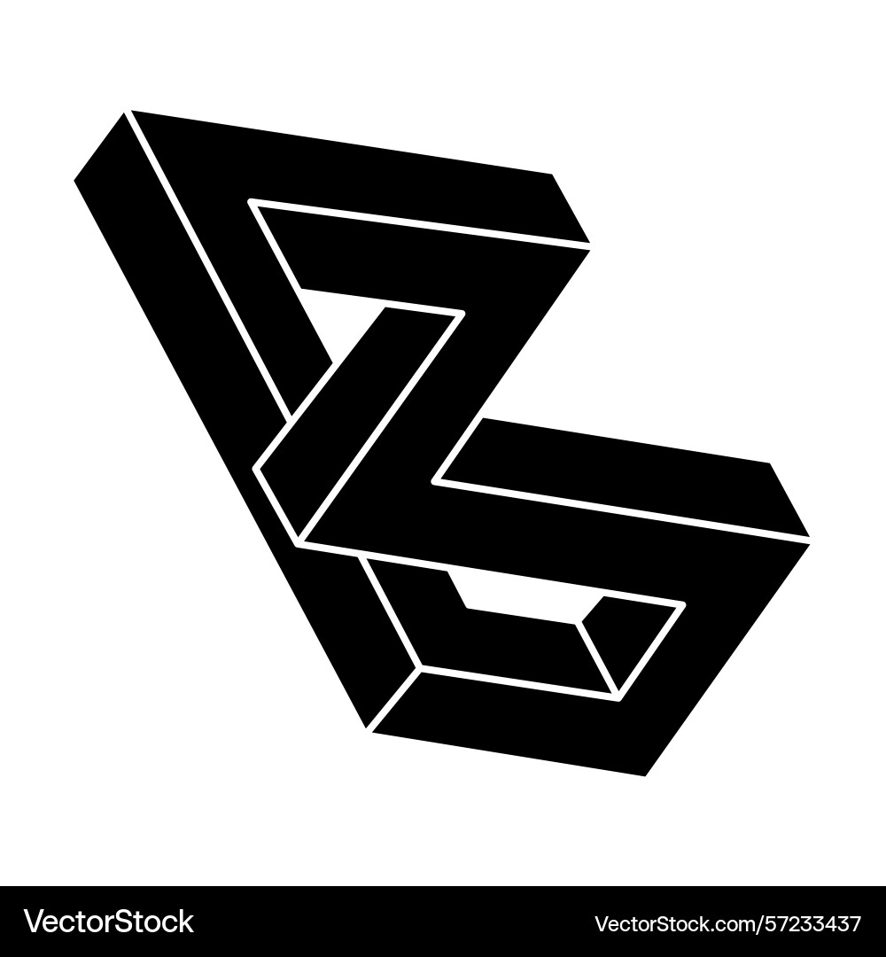 Optical illusion shape impossible object unreal Optical illusion shape impossible object unreal vector image