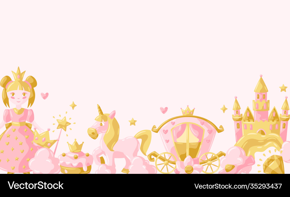 Princess party items background Princess party items background vector image