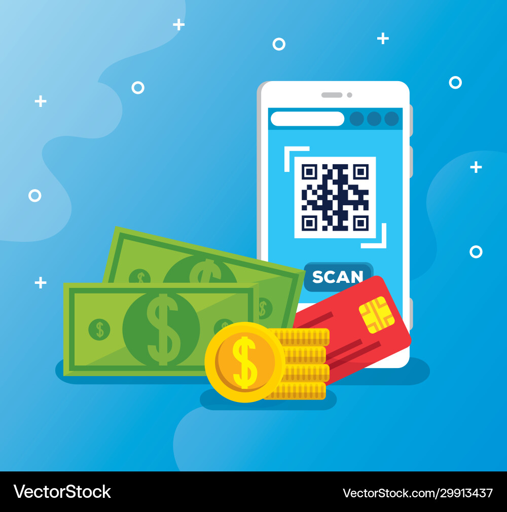 Scannen von Code qr mit Smartphone und Icons Scannen von Code qr mit Smartphone und Icons vektorbild