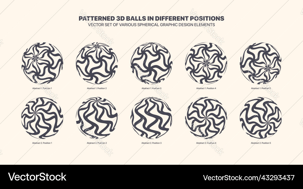 Various 3d patterned balls in different positions Various 3d patterned balls in different positions vector image