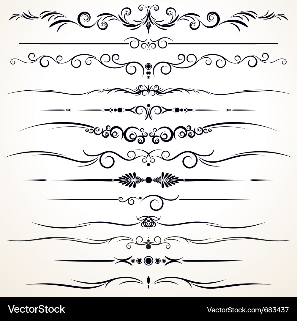 Vintage Scroll Lines Vector Image