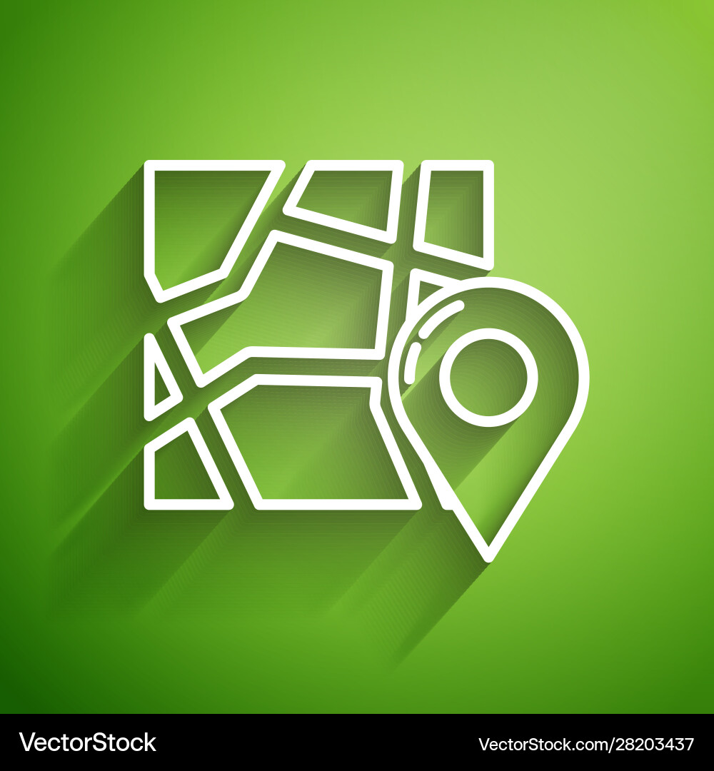 White line folded map with location marker icon White line folded map with location marker icon vector image
