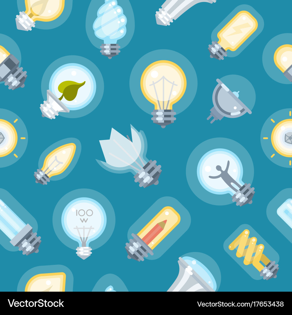 Broken bulb lamp seamless pattern background vector image