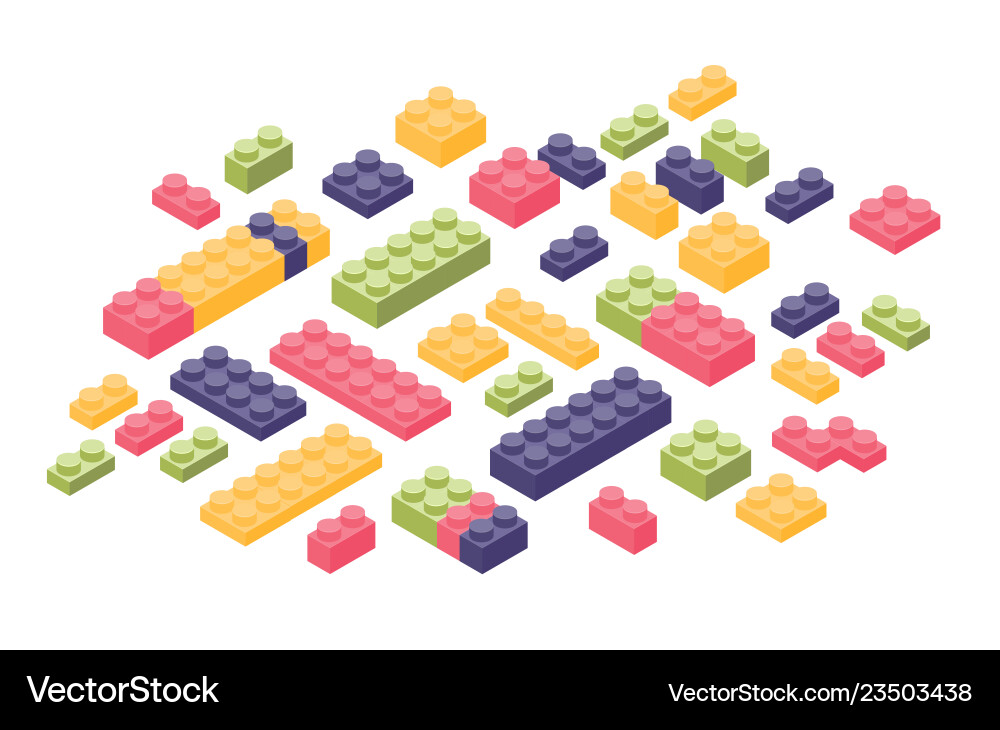 Bundle of isometric colorful constructor details Bundle of isometric colorful constructor details vector image