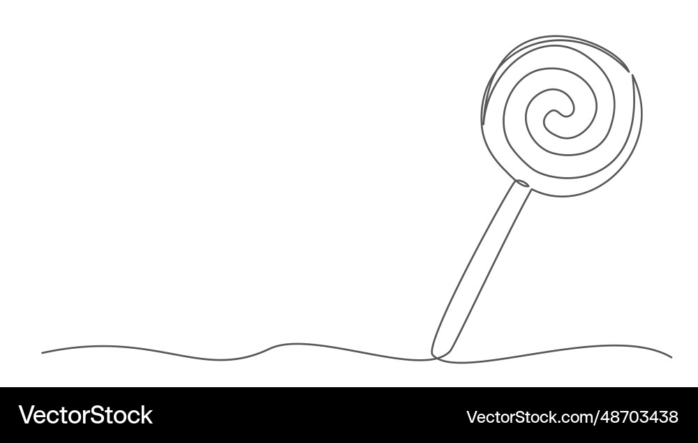 Candy one line drawing isolated on white vector image