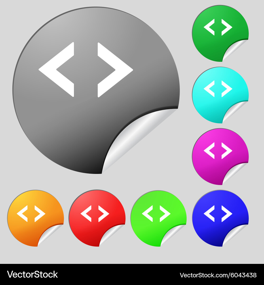 Code sign icon programmer symbol set of eight vector image