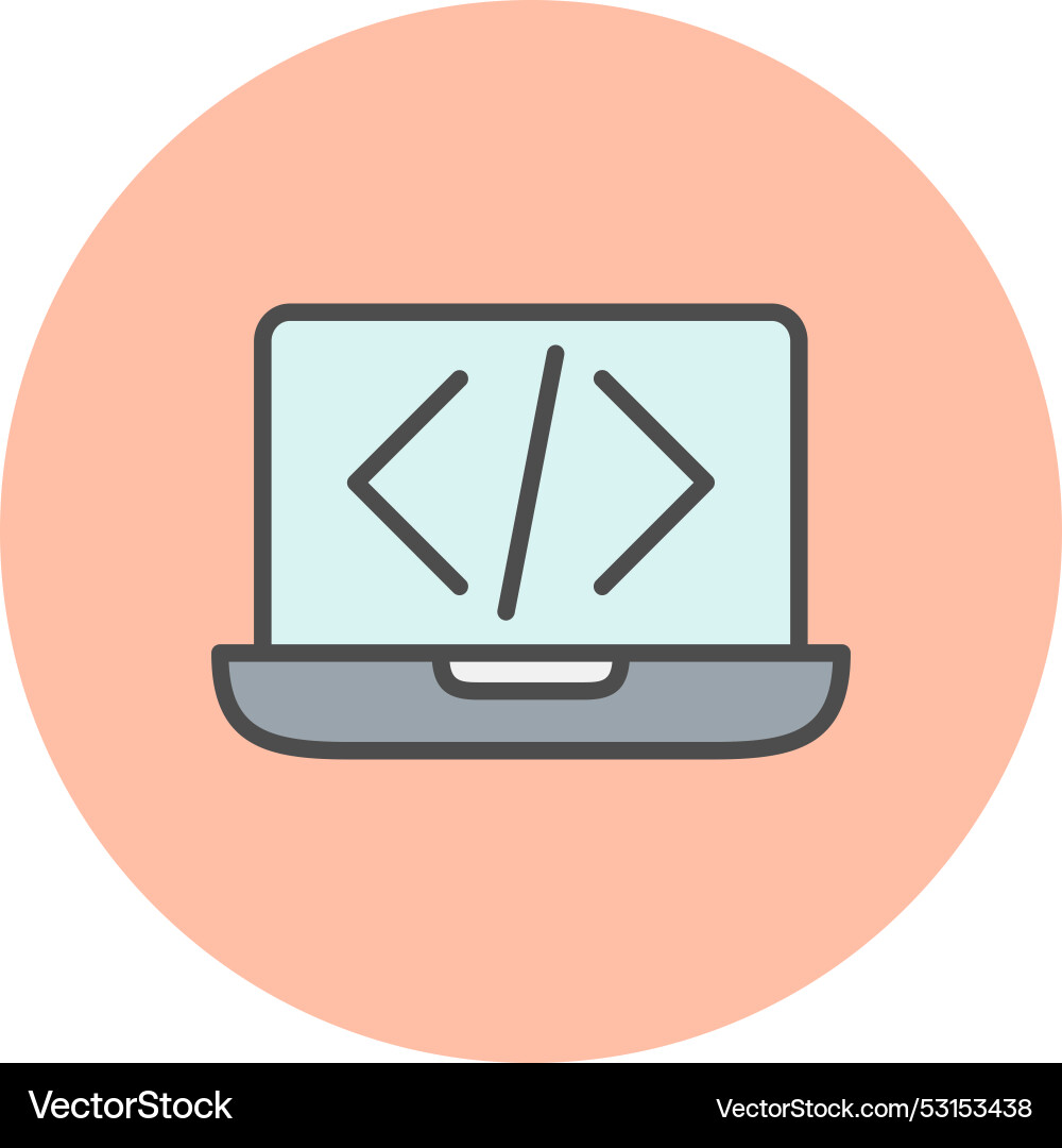 Coding line filled circle icon vector image