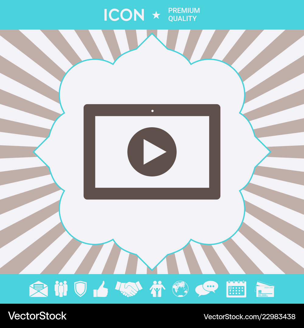 Computer tablet with play button icon graphic Computer tablet with play button icon graphic vector image