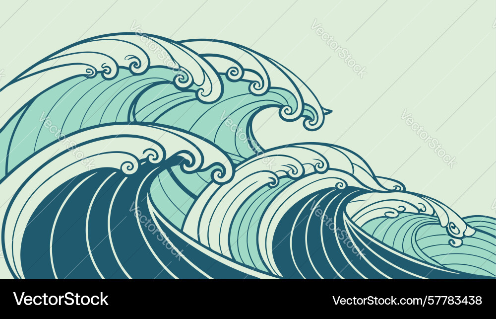 Dynamic stylized ocean wave pattern background Vector Image
