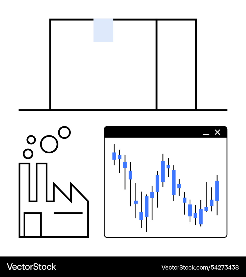 Factory production and digital market graph Vector Image
